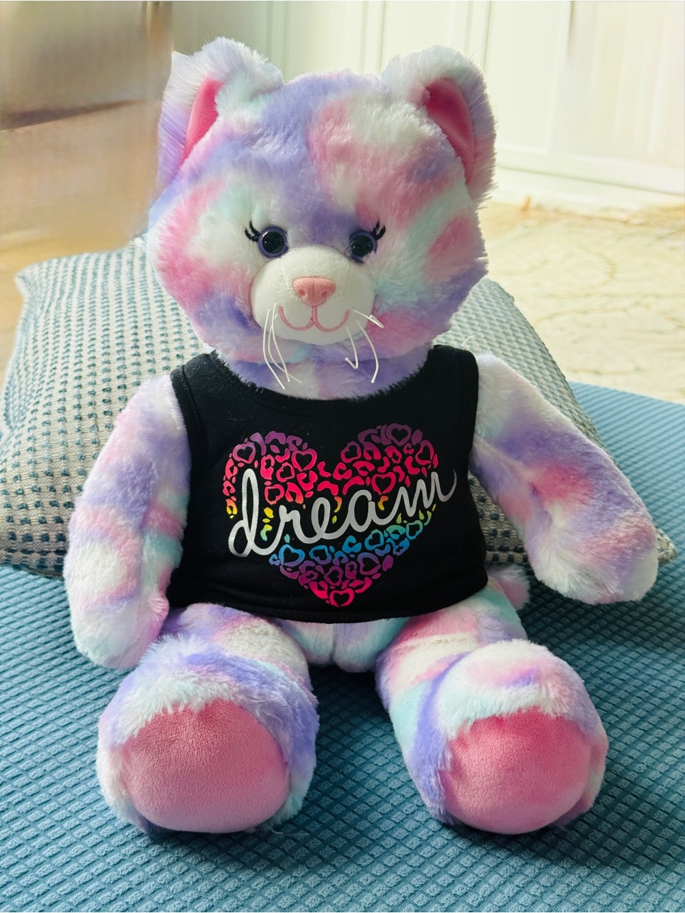 Build a bear pastel swirl kitty cat Stuffed Animal / Plush Toy cute “dream” top.